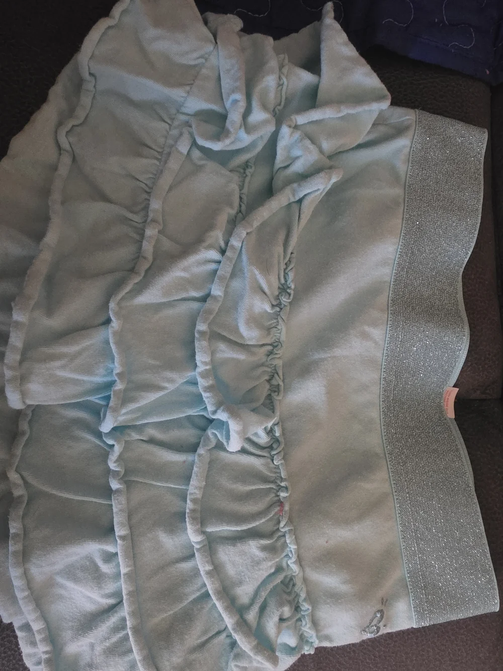 Kids Light Blue Ruffle Skirt with Shimmery Waistband